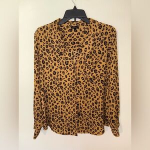 Women’s Who What Wear Lightweight Long Sleeve Cheetah Print Shirt Size Large